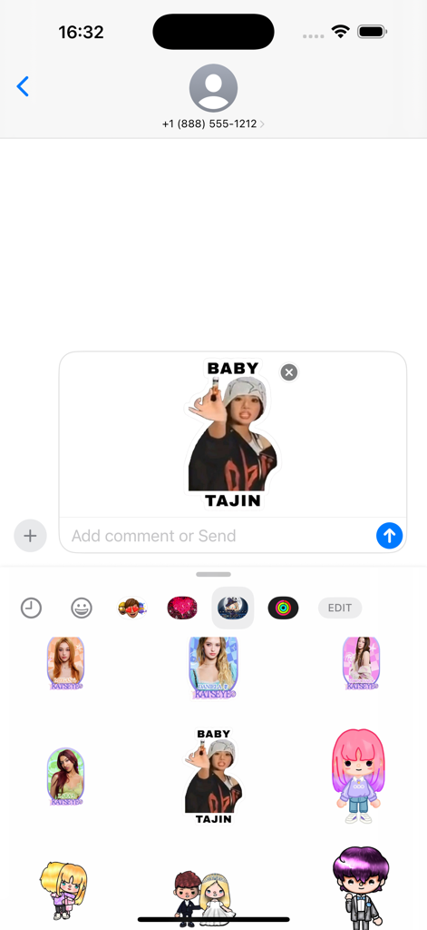 Katseye Kpop keyboard- Sticker - Katseye Kpop keyboard app showing various member stickers in an iMessage conversation