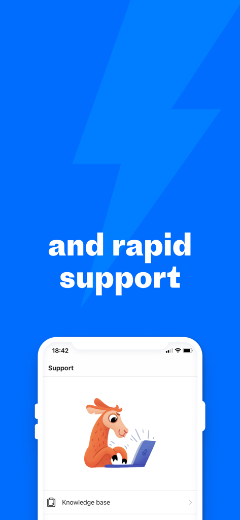 Travelpayouts - Travelpayouts mobile app support screen featuring a llama character at a laptop with the text rapid support