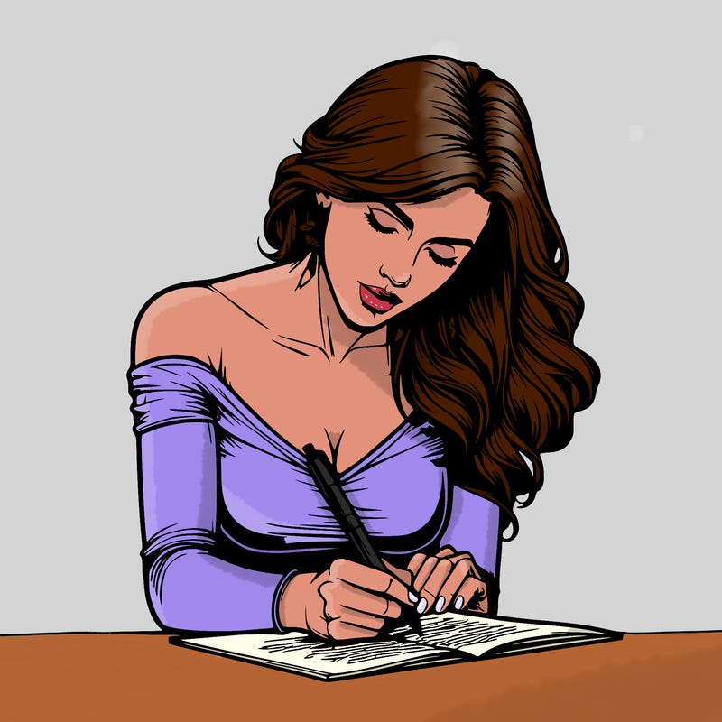 realistic female writing poetry