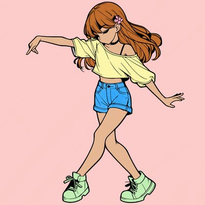 realistic girl danceing