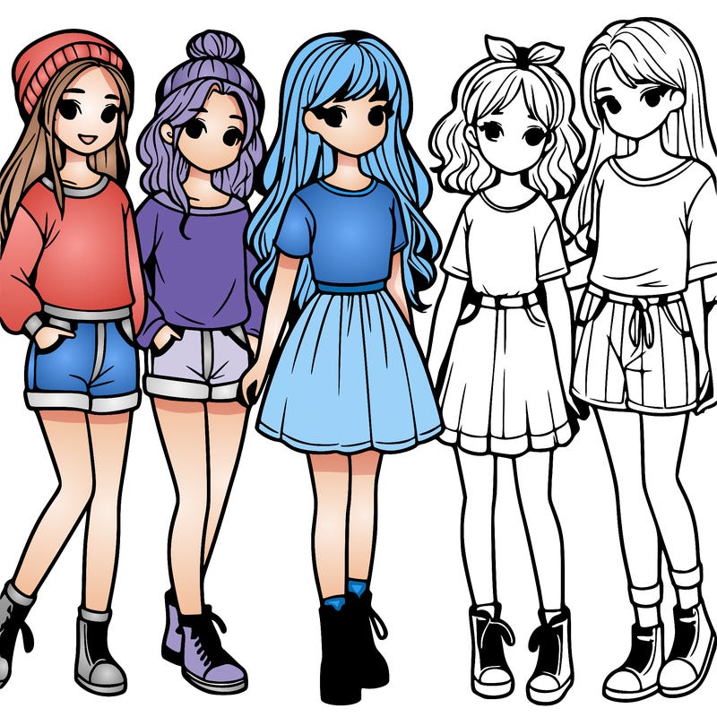 a group of five girls