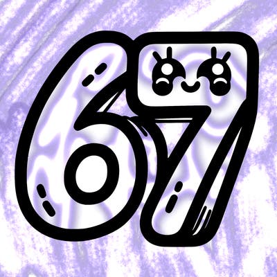 the numbers 67