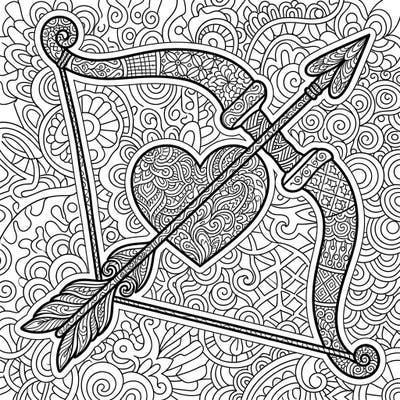 Dive into a world of intricate patterns with this stunning Zentangle Cupid's Bow coloring page. This unique design features a classic symbol of love rendered with mesmerizing detail, perfect for a relaxing artistic escape.