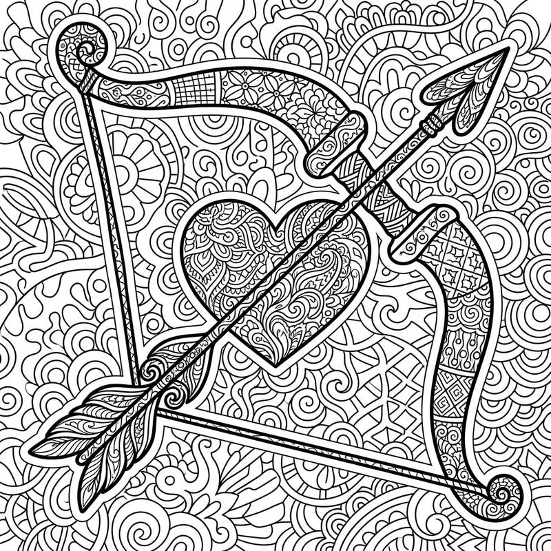 Dive into a world of intricate patterns with this stunning Zentangle Cupid's Bow coloring page. This unique design features a classic symbol of love rendered with mesmerizing detail, perfect for a relaxing artistic escape.