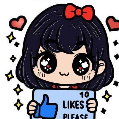 a girl holding 10 likes pls