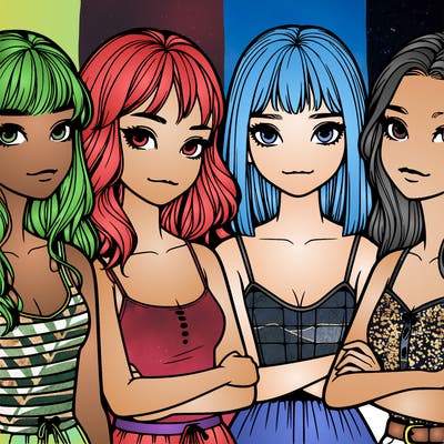 four realistic girls