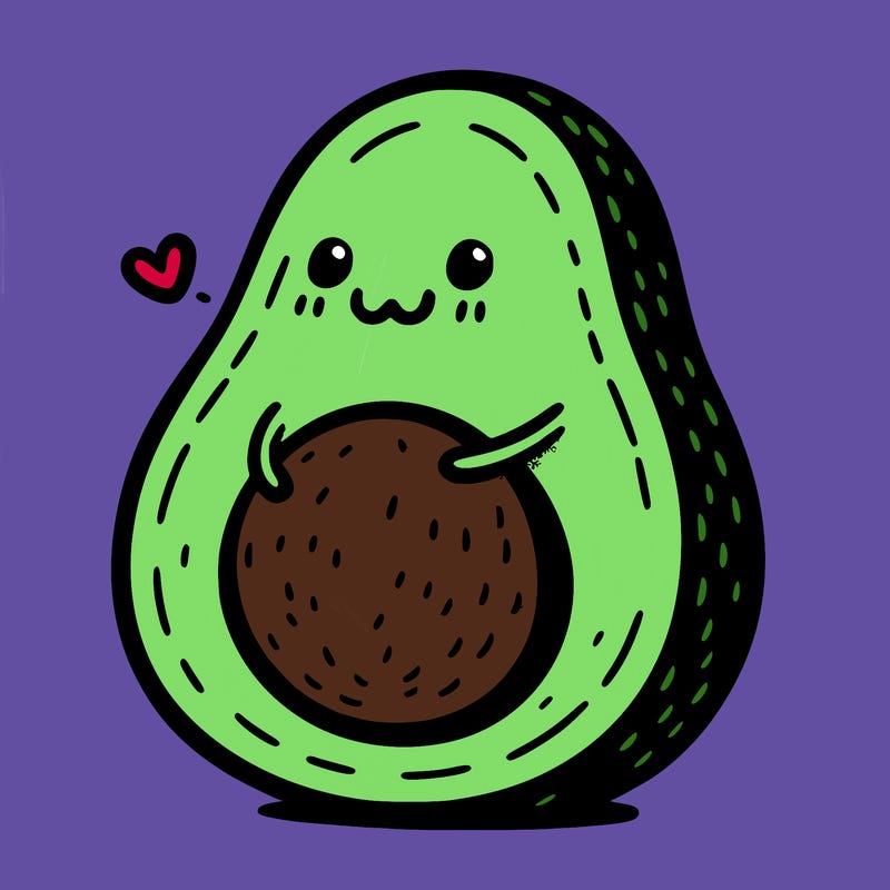 an avocado hugging an avocado