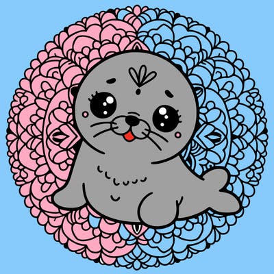 a cute baby seal mandala