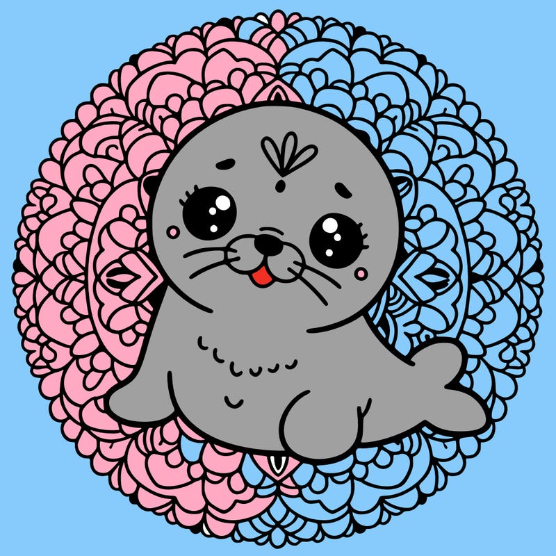 a cute baby seal mandala