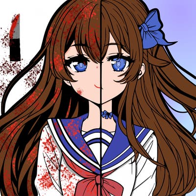 split art of anime girl
