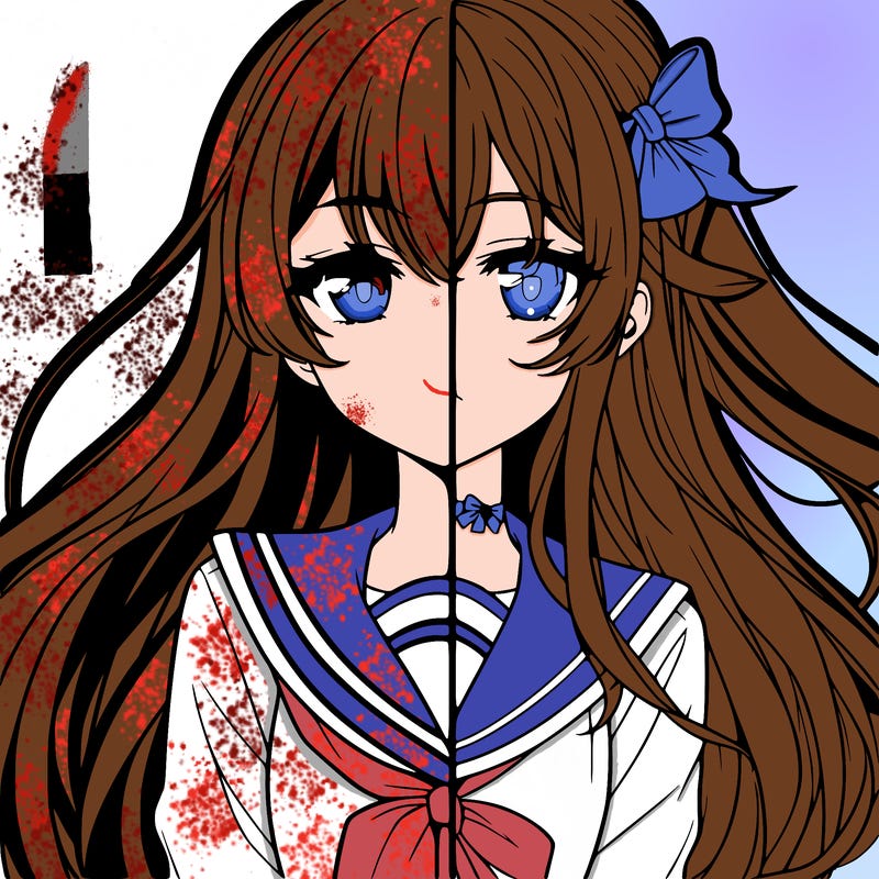 split art of anime girl
