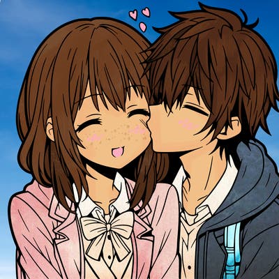 anime girl and boy loving each other