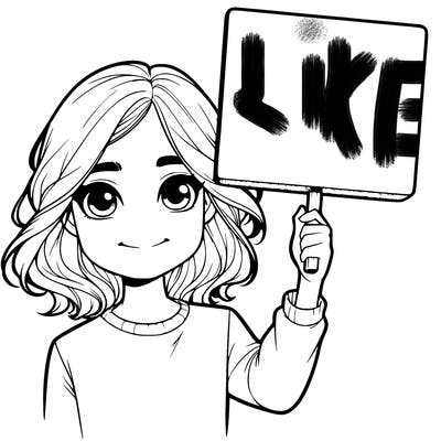 realistic girl holding up a sign