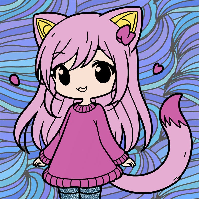 girl with cat ears and tail