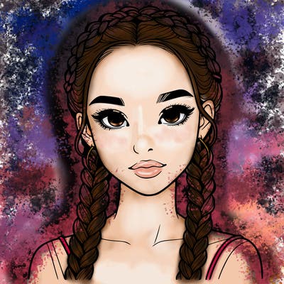 realistic girl with braids