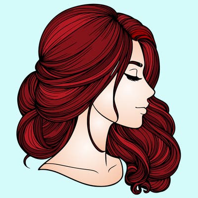 realistic woman's head & hair