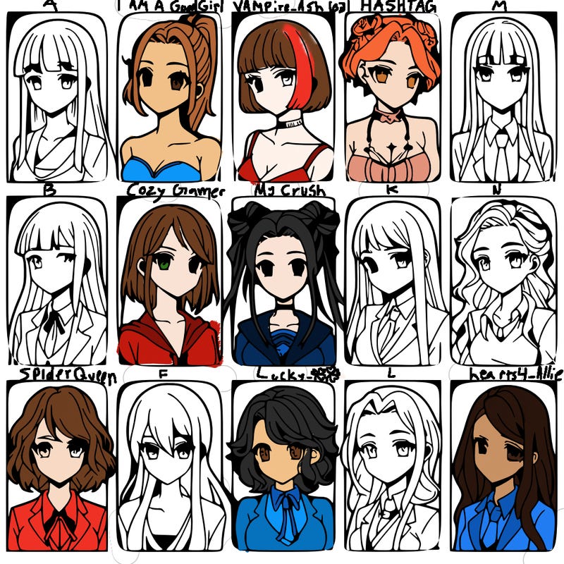 girls that look diffrent anime