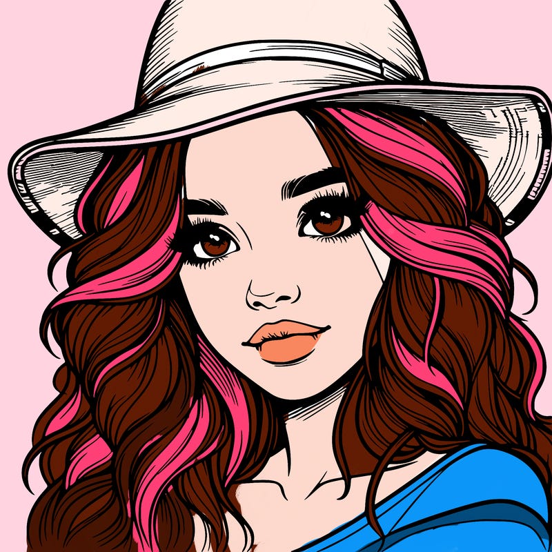 realistic girl with hat