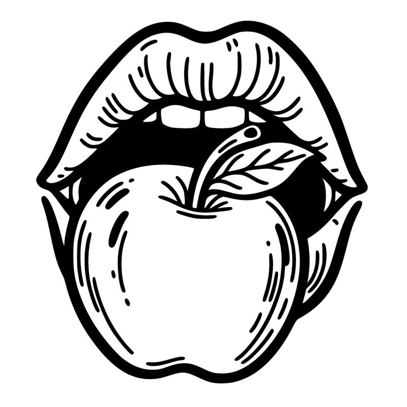 lips eating apple