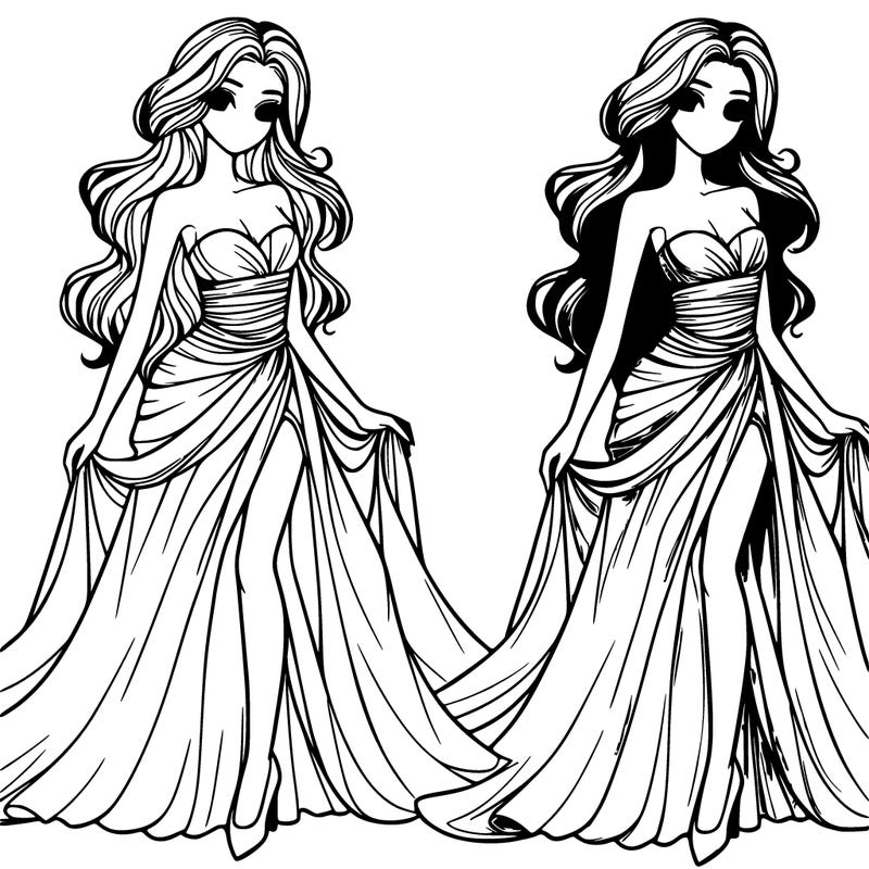 beautiful woman in long silky dress