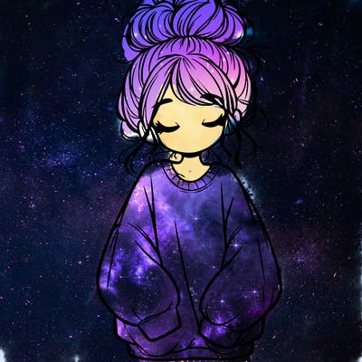 girl with baggy sweatshirt and messy bun