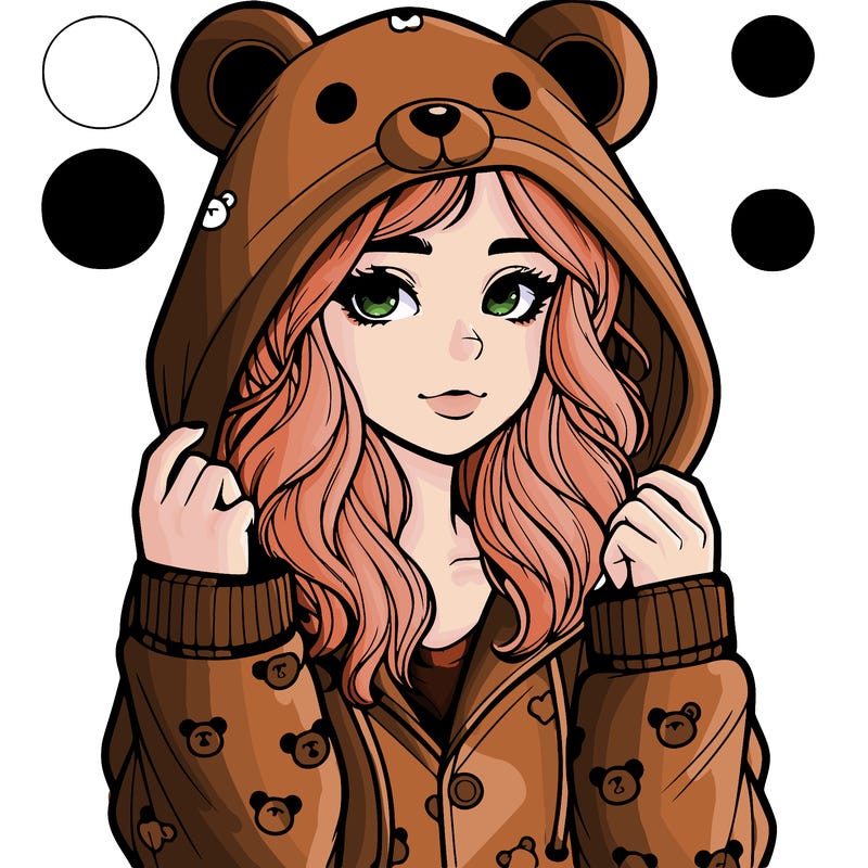 realistic girl in a animal pjs hoodie