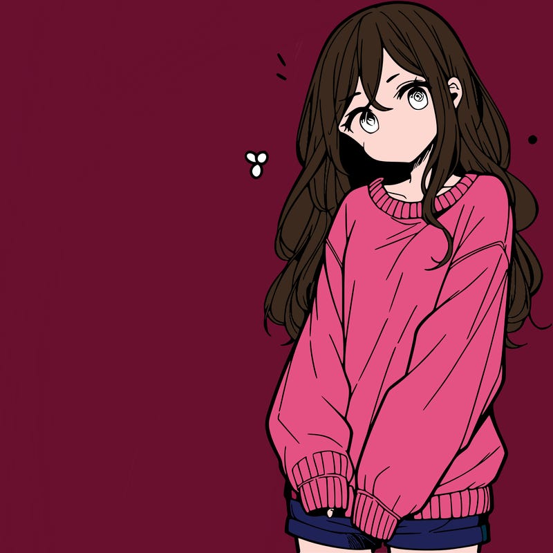manga teen girl  in a sweater and baggy pants