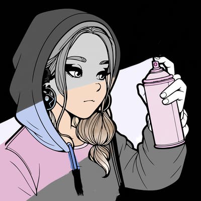 a realistic girl, spray painting