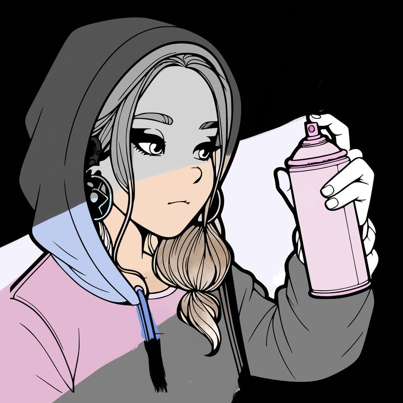 a realistic girl, spray painting