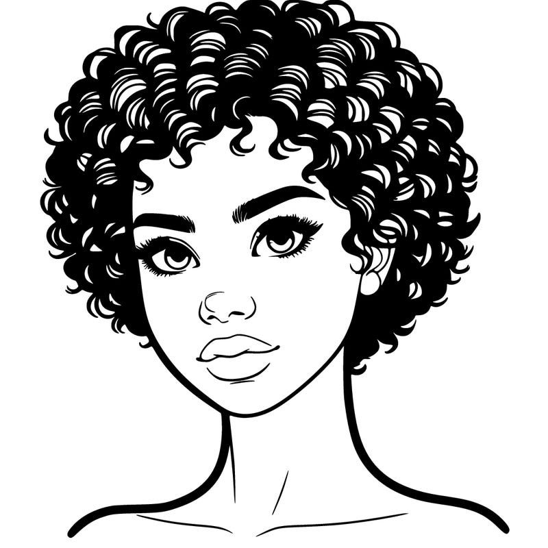 realistic woman with really short curly hair