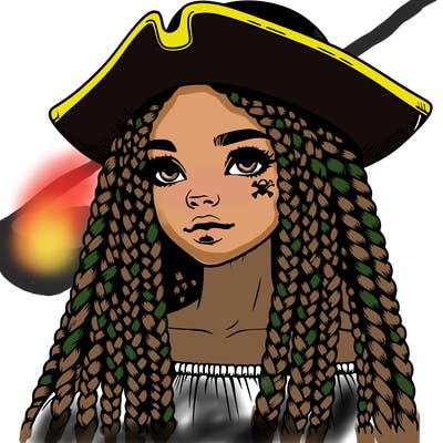 realistic girl with box braids and i realistic pirate hat