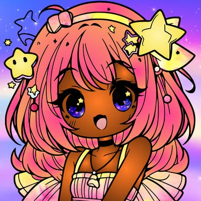 cute anime girl with star accessories