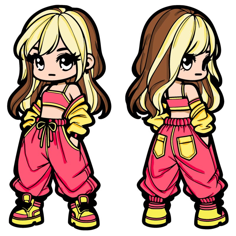 girl in crop top and baggy pants