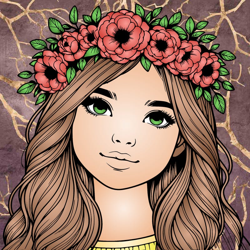 realistic girl with flower crown
