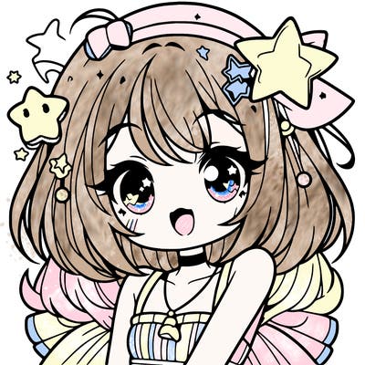 cute anime girl with star accessories