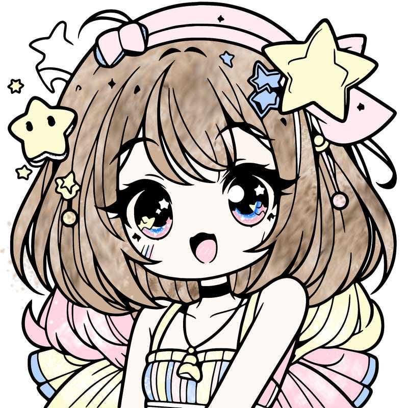 cute anime girl with star accessories