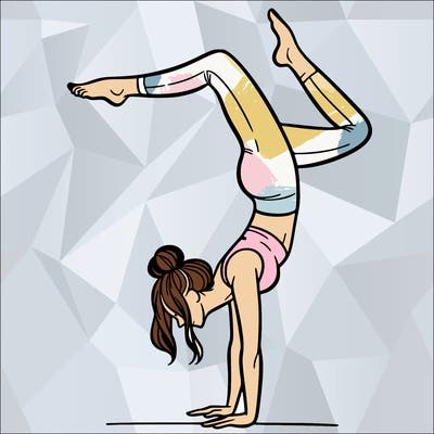 a woman doing a handstand