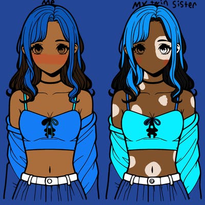 realistic girl split in 4 sections