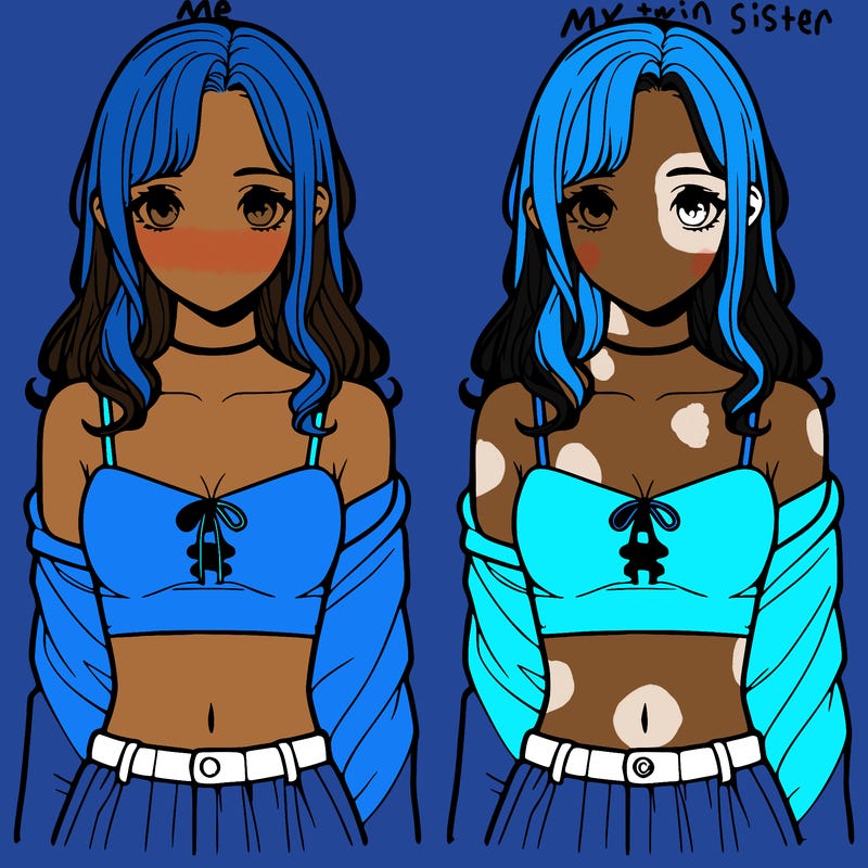 realistic girl split in 4 sections