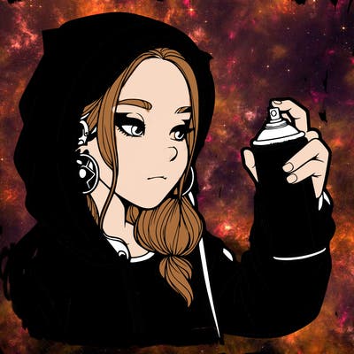 a realistic girl, spray painting