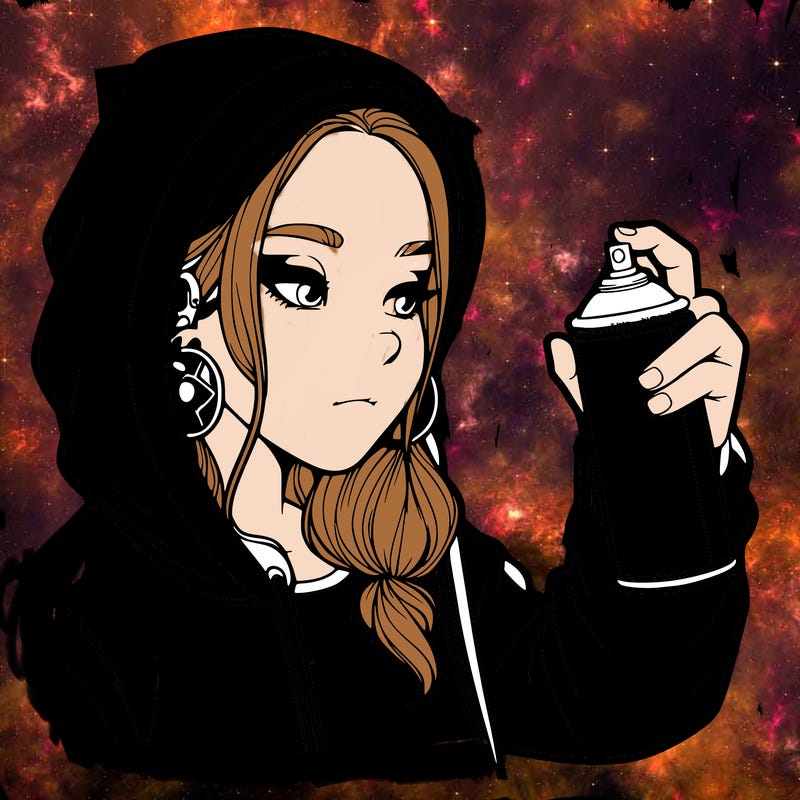 a realistic girl, spray painting