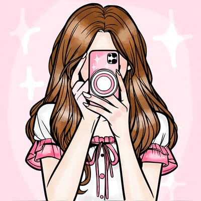 a realistic girl holding her phone taking pictures
