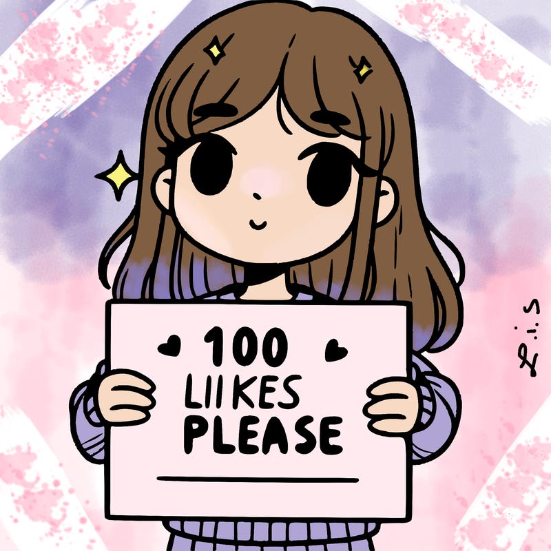 a girl holding up a sign saying 100 likes please