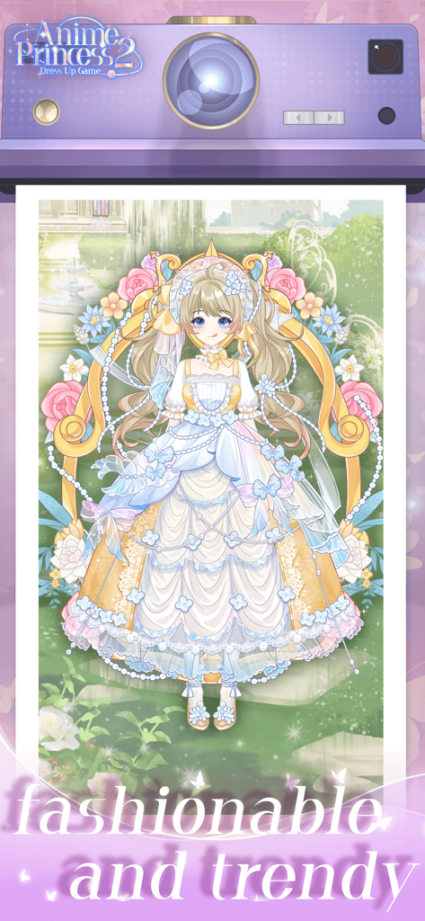 Anime Princess 2：Dress Up Game - A cute anime princess wearing a fashionable and trendy gown in a garden
