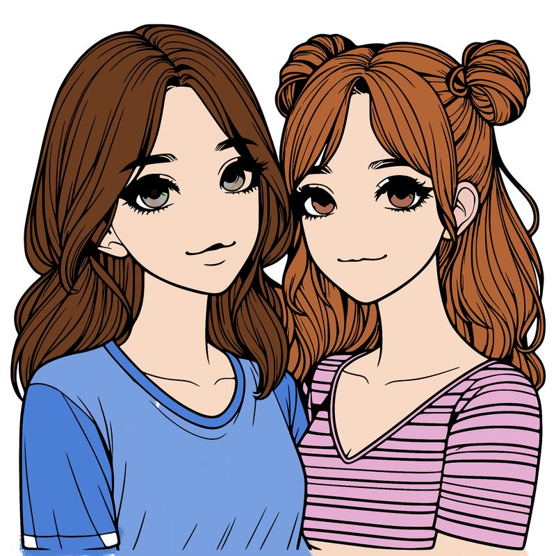 two girls realistic
