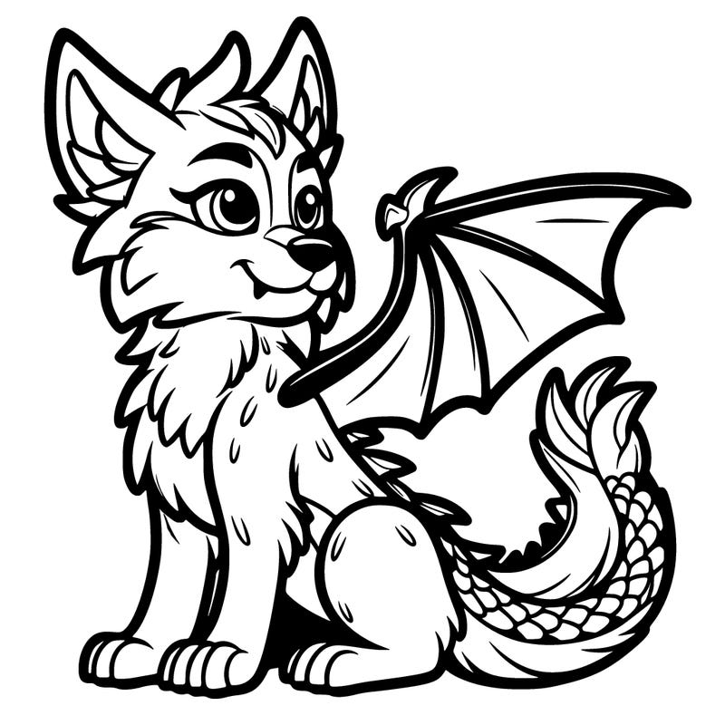 a wolf with dragon wings
