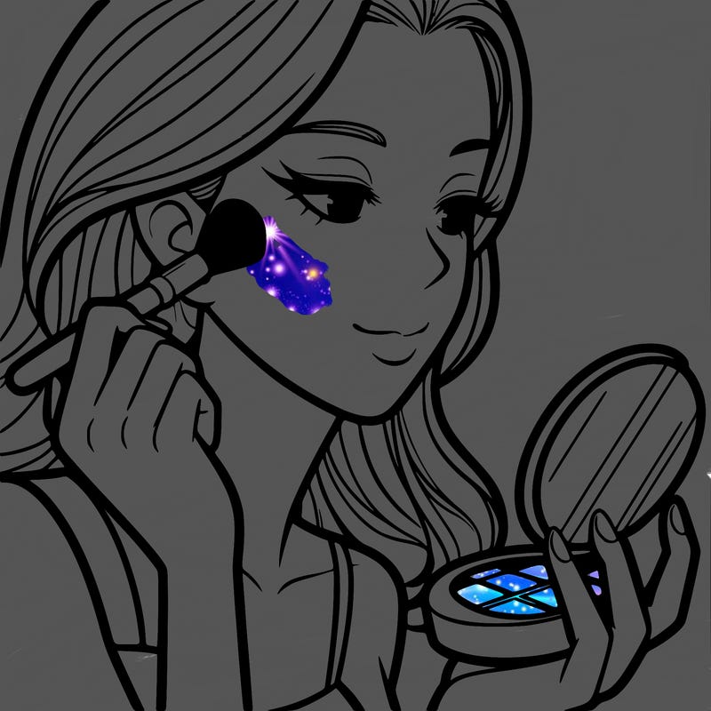 little girl putting on makeup