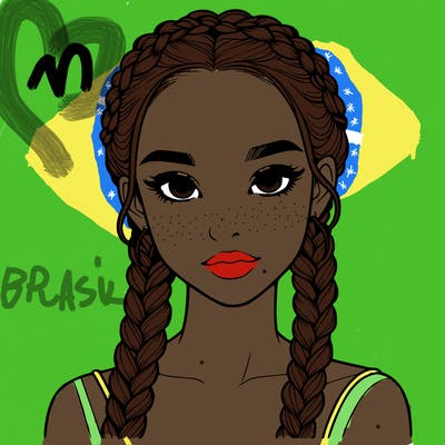 realistic girl with braids