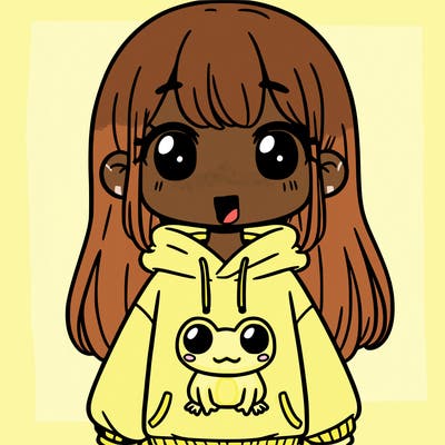 girl wearing frog sweatshirt