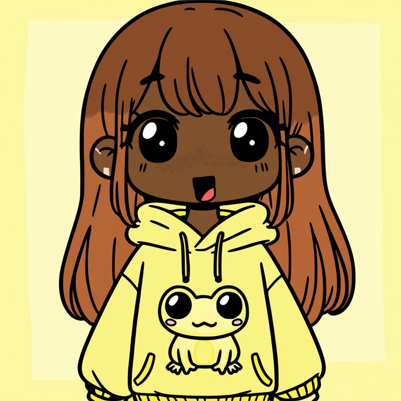 girl wearing frog sweatshirt